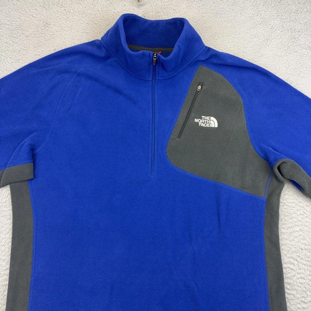 The North Face Pullover Mens Large Blue Gray Fleece Quarter Zip Hiking Top